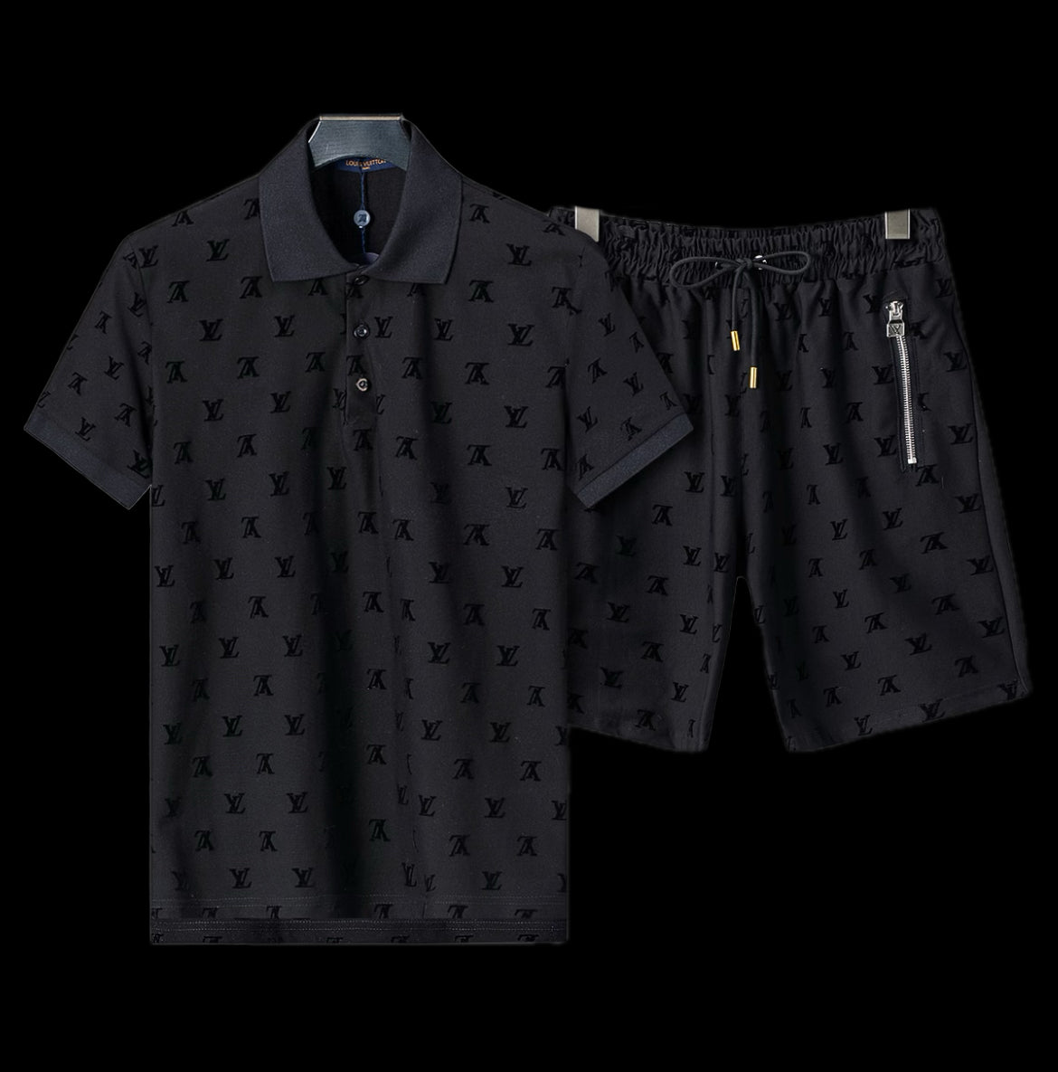 Louis Vuitton Logo LV Black Print Men’s Shirt/Shorts